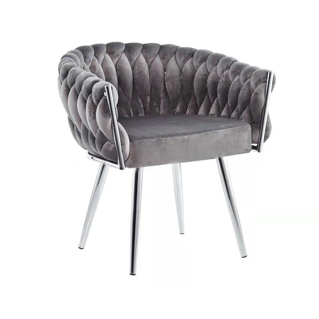 Eva Chair Velvet Grey Chrome Frame