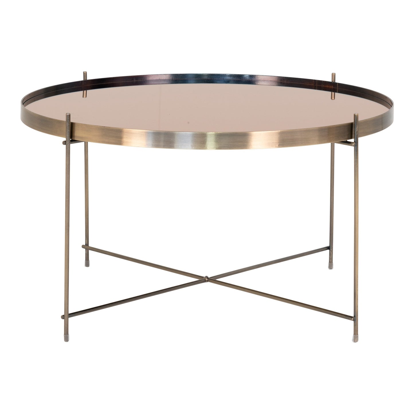 Venezia Coffee Table - Salontafel in messingkleurig staal met glas ø70xh40cm