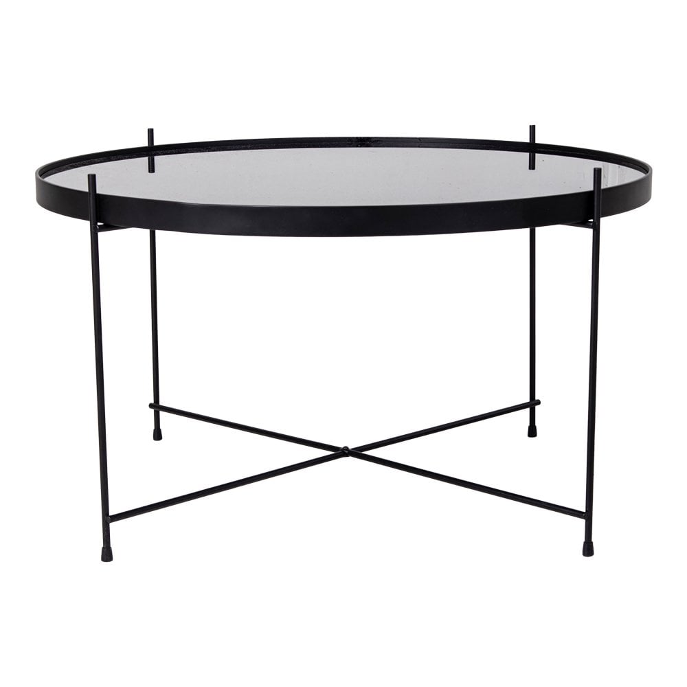 Venezia Salontafel - Salontafel zwart gepoedercoat staal met glas ø70xh40cm